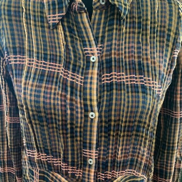 Free People Sadie Dark Plaid Long Sleeve Button Down Maxi Dress - Picture 4 of 7